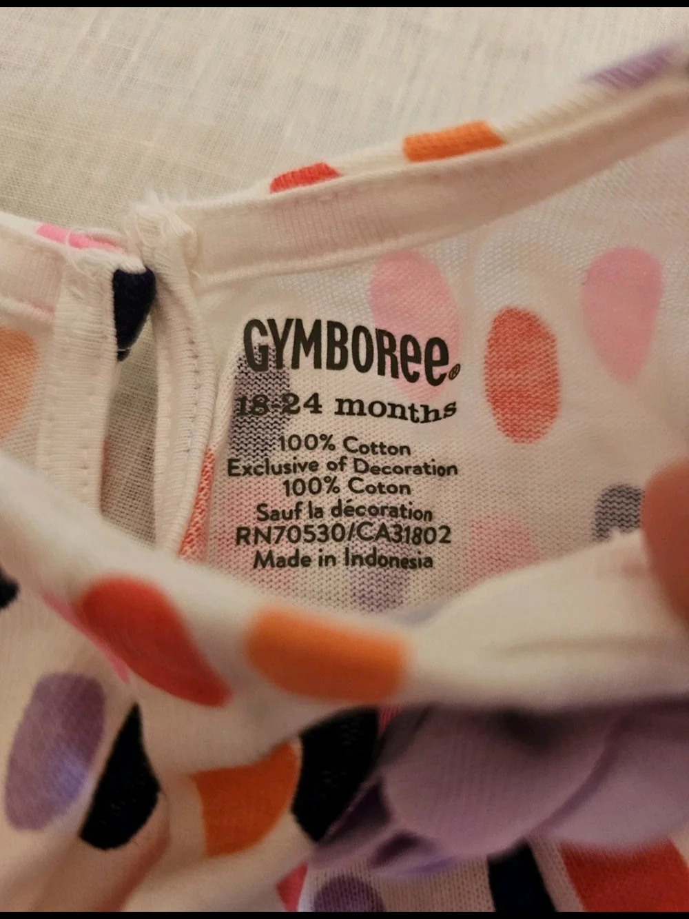 Gymboree Toddler Girl Bright Multi Dot Long Sleeve Tunic Top Flower Accent 24M